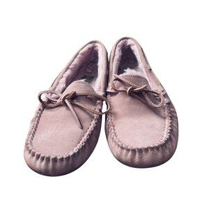 Ugg Womens Pink Suede & Shearling Lined Moccasin Slippers Size 6/ EU 37 / UK